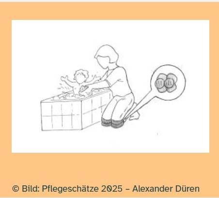 Knieschoner beim Baden des Kindes